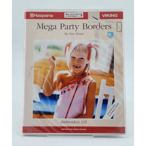 Mega Party Borders Embroidery Designs Disk 135 for  Husqvarna Viking Designer 1 - Picture 1 of 4